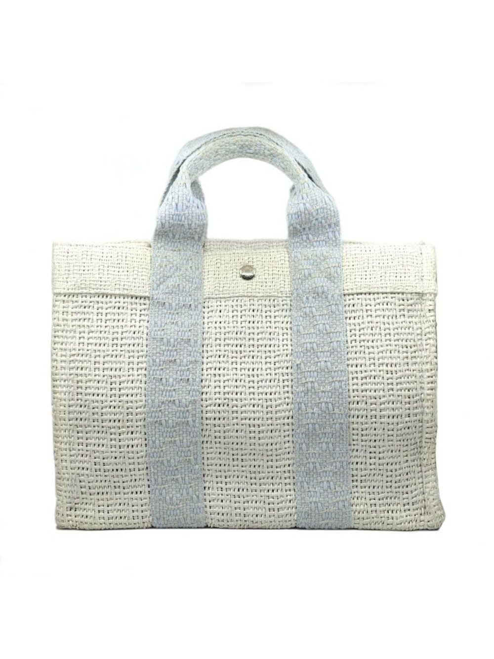 Hermes Bora PM Tote White Light Blue Silver